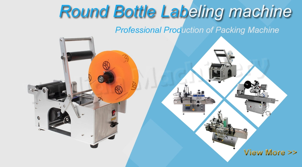 Mt-50 Semi-Auto Tabletop Glass Bottle Sticker Labeller Labelling Machine Wine Beer Adhesive Label Applicator Machine for Round Bottles Jars Cans