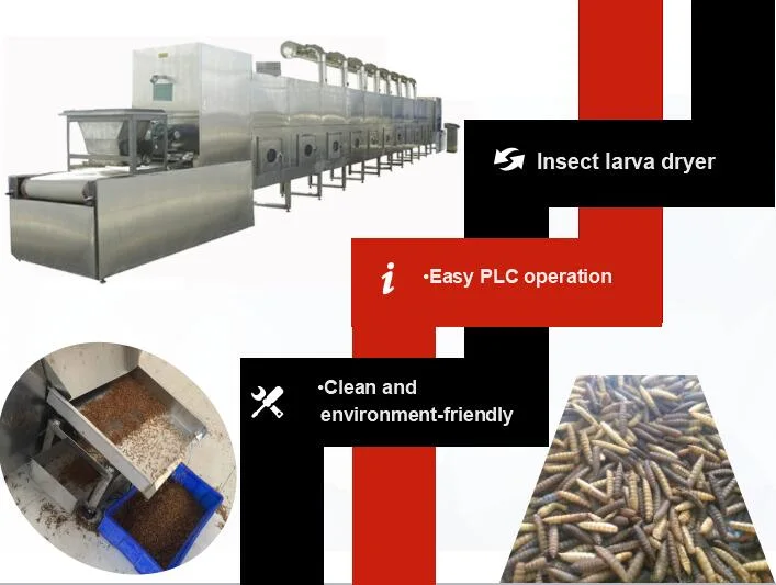 Industry Microwave Insect Cricket Grasshopper Yellow Mealworm Black Soldier Fly Bsf Larva Larvae Dehydration Processing Drying Machine