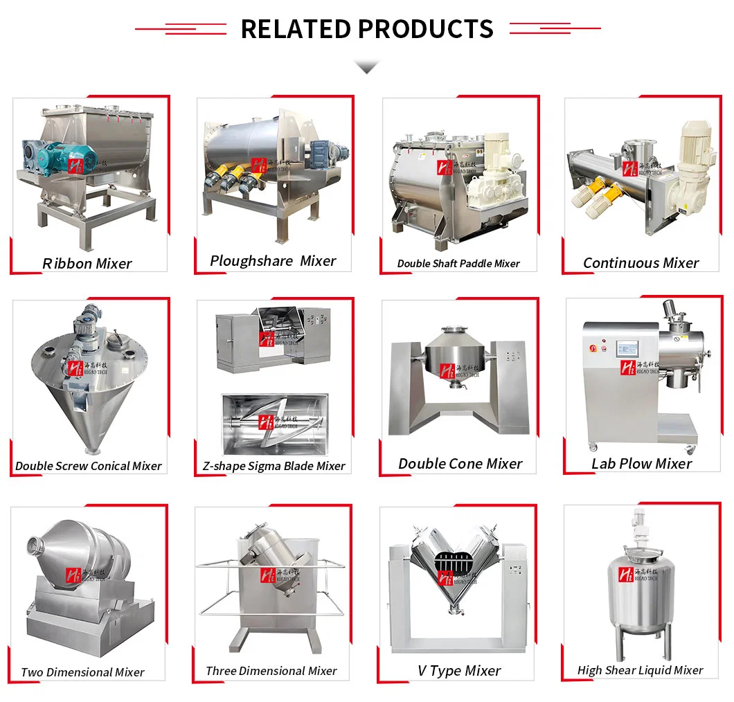Industrial Stainless Steel Single Double Ribbon Resin Paddle Mixer Is Used for Mixing Food Grade Twin Axis Feed Powder Blending